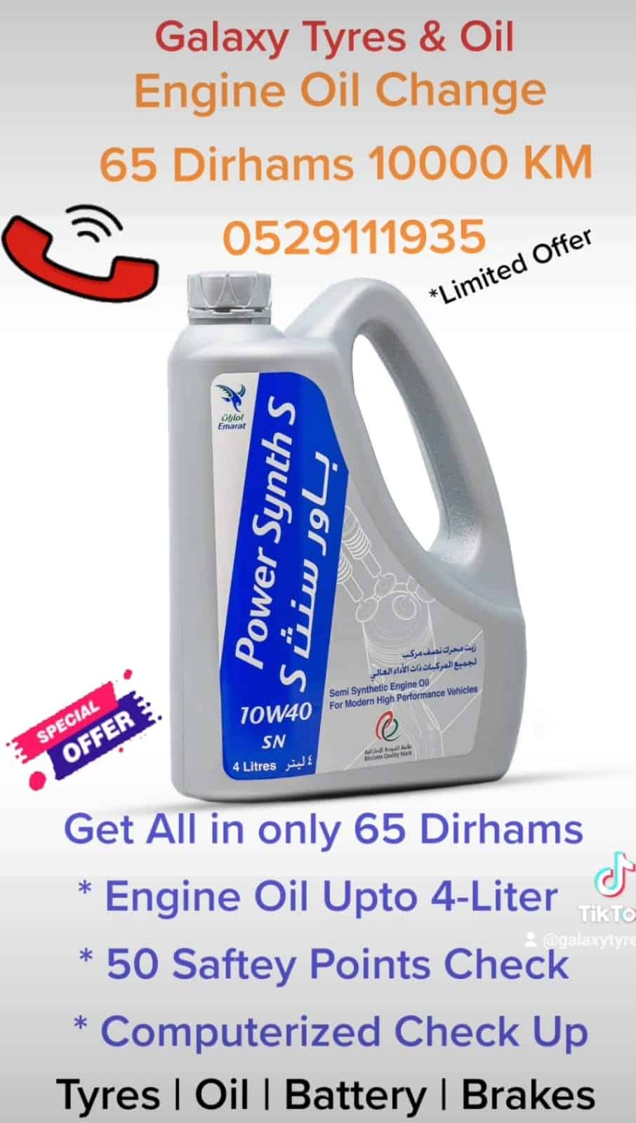 Engine Oil Change 10,000 KM (Emarat) Offer Buy Tire Online Tyre