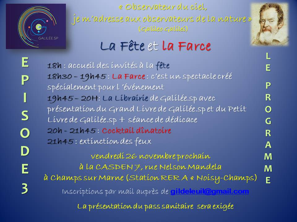 Les 10 ans de Galilée.sp, Episode 3 vendredi 26 novembre 2021 · Galilée.sp