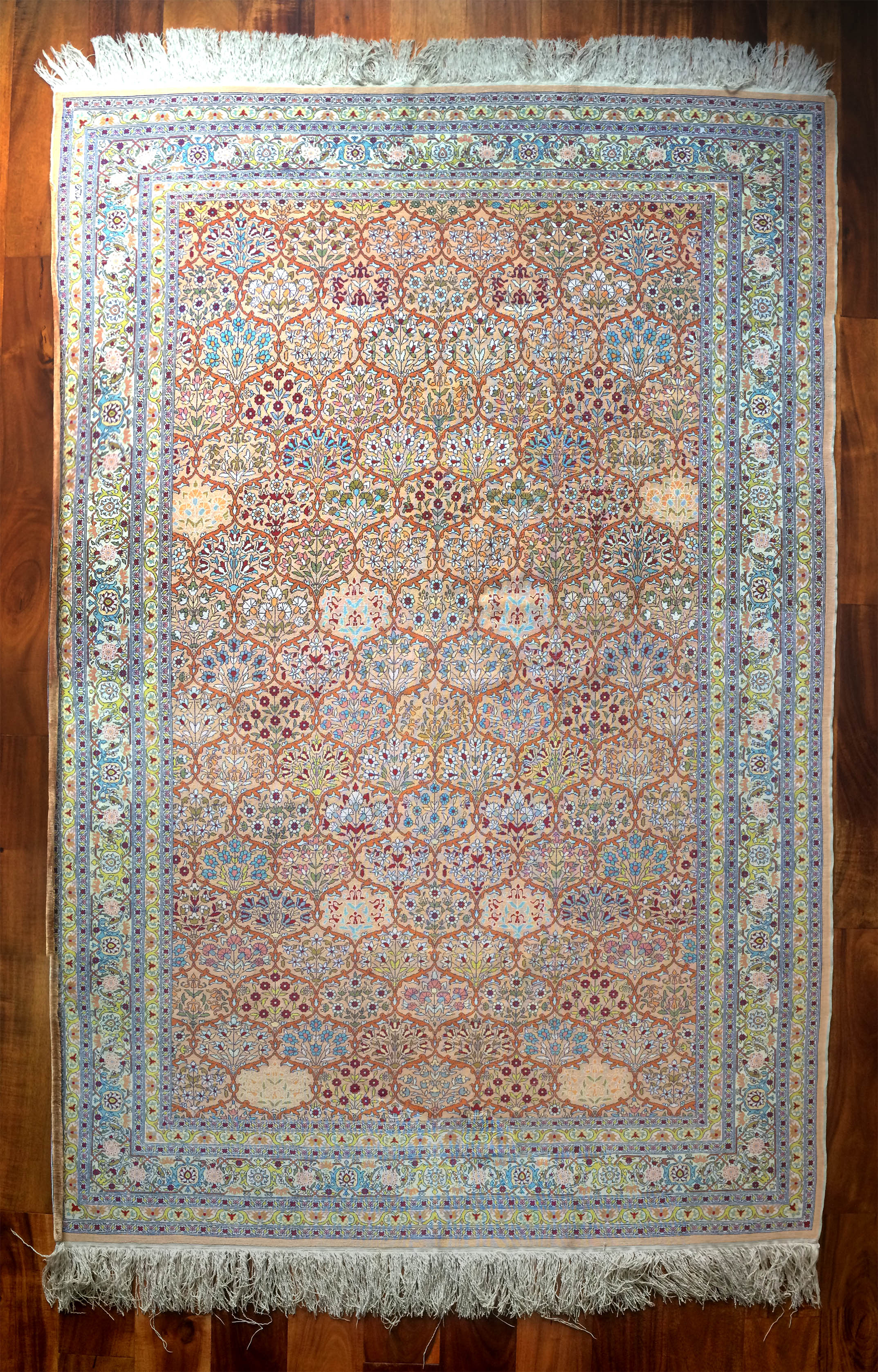 Rare Large Antique Hereke Handwoven Silk Rug Galleries