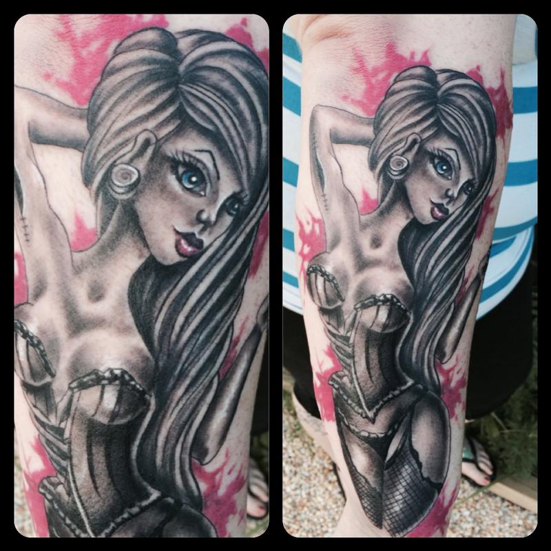 New School Pinup Zombie by Chad Miskimon Tattoos