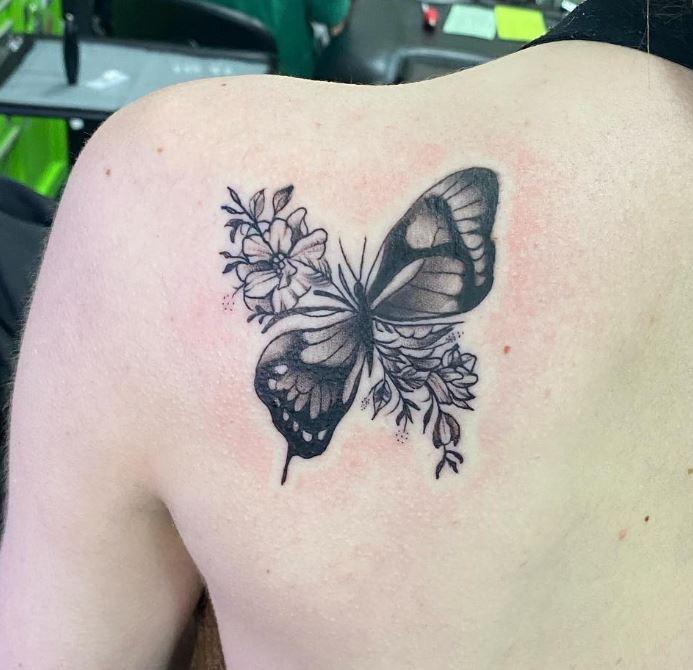 Black and grey Butterfly by Shane Standifer TattooNOW