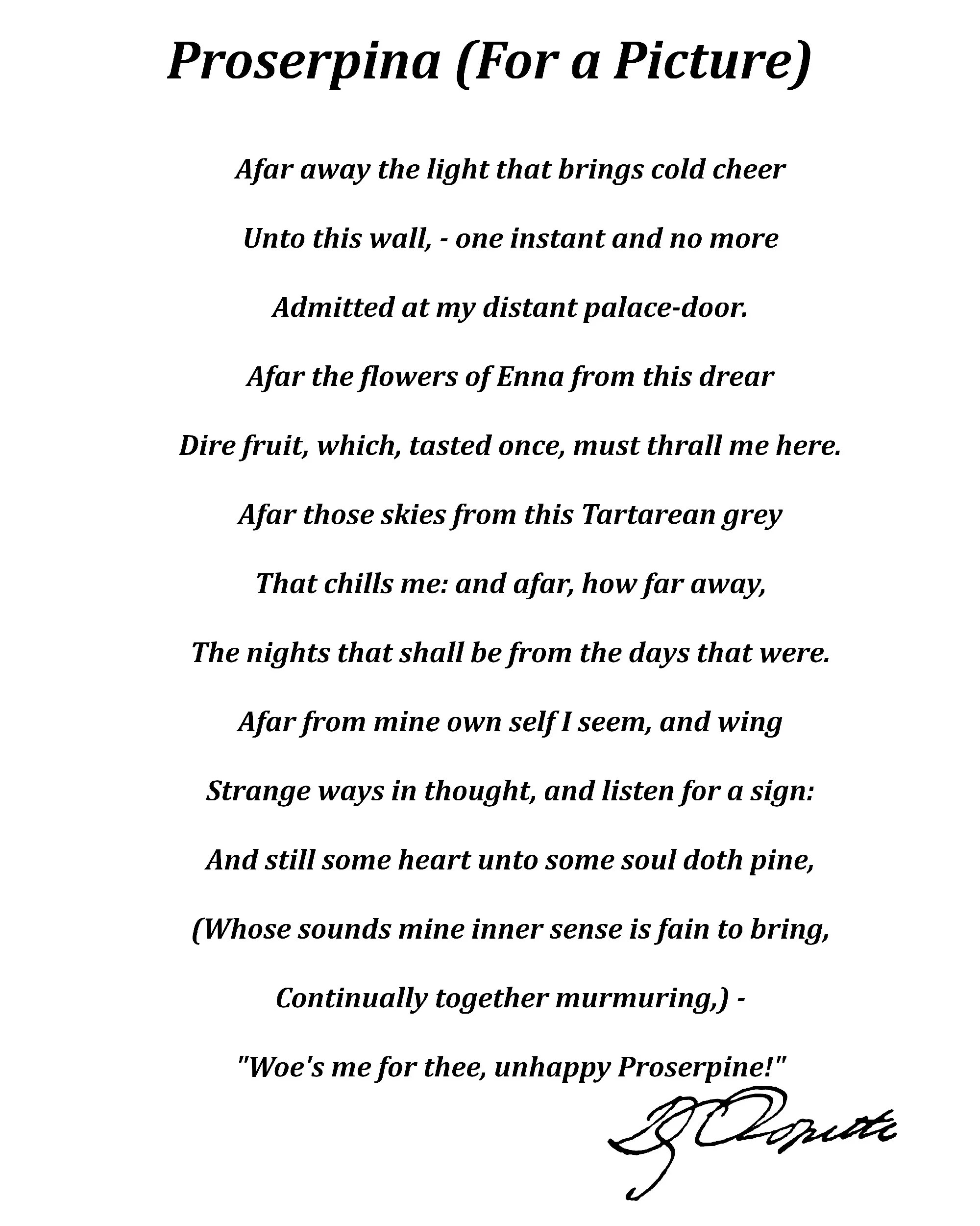 Proserpine, Poem by Dante Gabriel Rossetti Typography Print GalleryThane