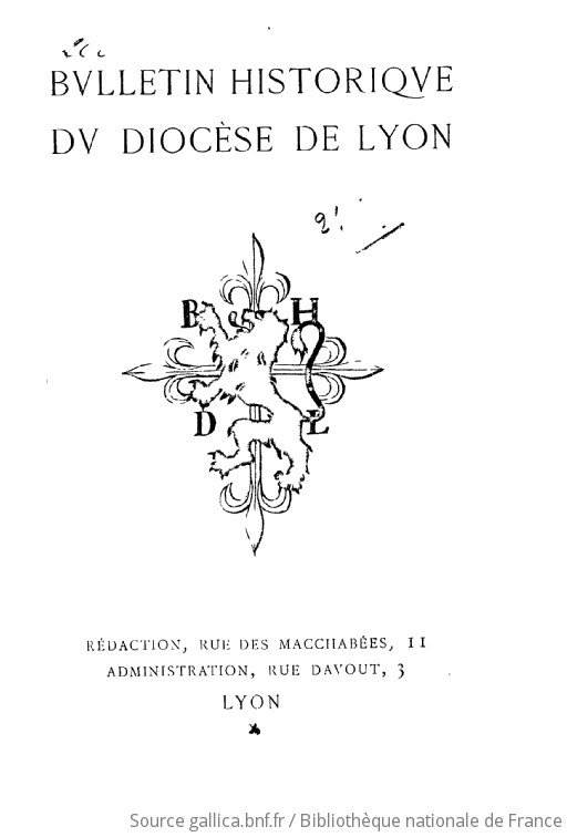 Bulletin historique du diocèse de Lyon Paraissant sous le