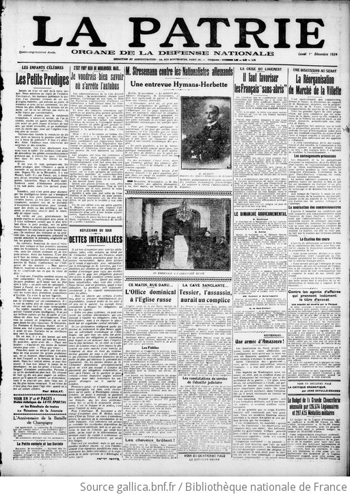 La Patrie journal quotidien, politique, commercial et littéraire 19241201 Gallica