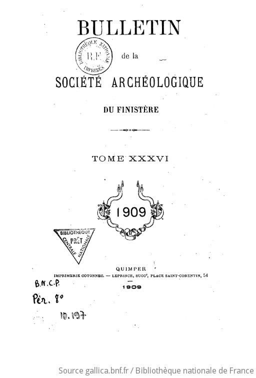 Bulletin de la Société archéologique du Finistère 1909 Gallica