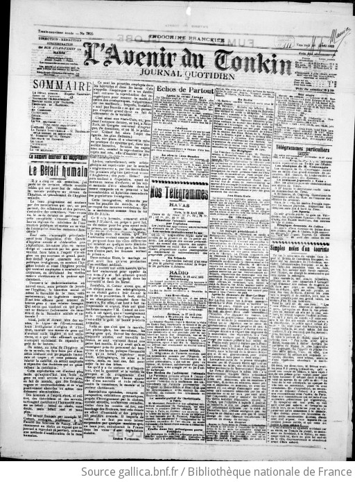 L'Avenir du Tonkin commercial, agricole et industriel journal de