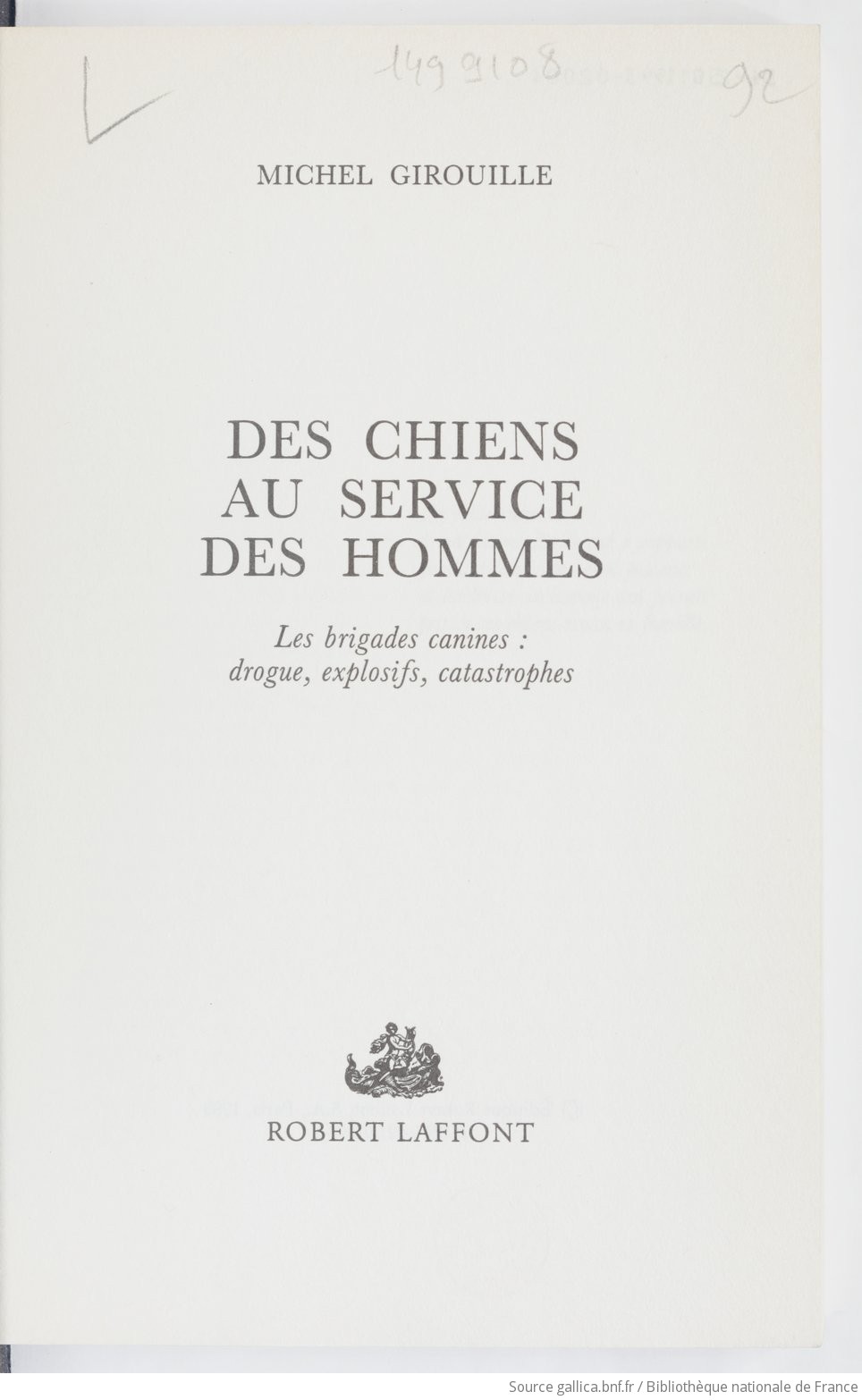Notice bibliographique Des chiens au service des hommes