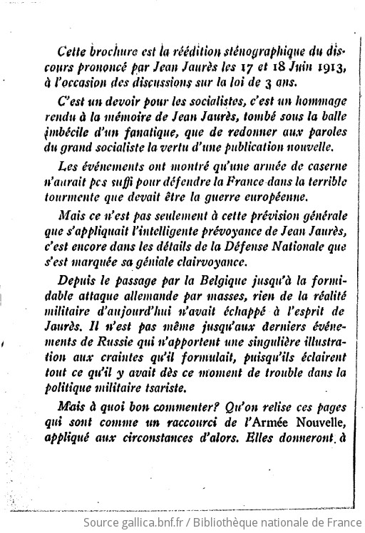 Jean Jaurès et la défense nationale discours sur la loi de 3 ans