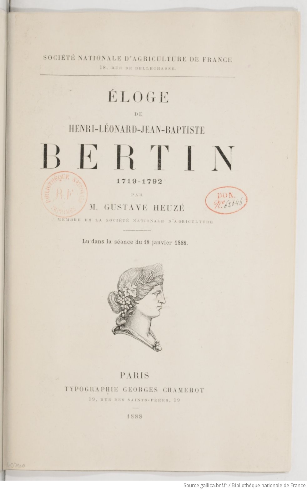 Notice bibliographique Éloge de HenriLéonardJeanBaptiste Bertin