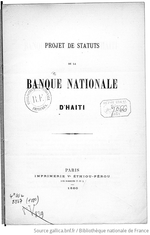 [Documents administratifs et d'information] / Banque nationale d'Haïti Gallica