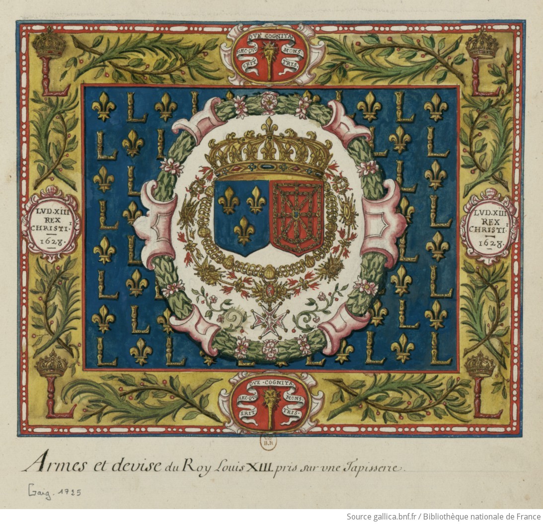 [Tapisserie sur laquelle sont peintes les armes de France et de Navarre