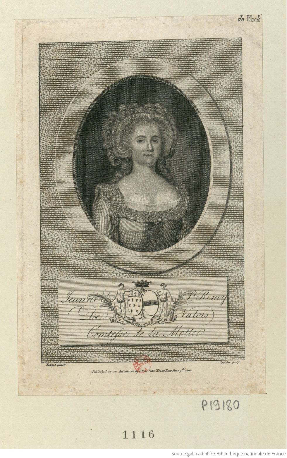 Notice bibliographique Jeanne de St Rémy de Valois comtesse de la Motte