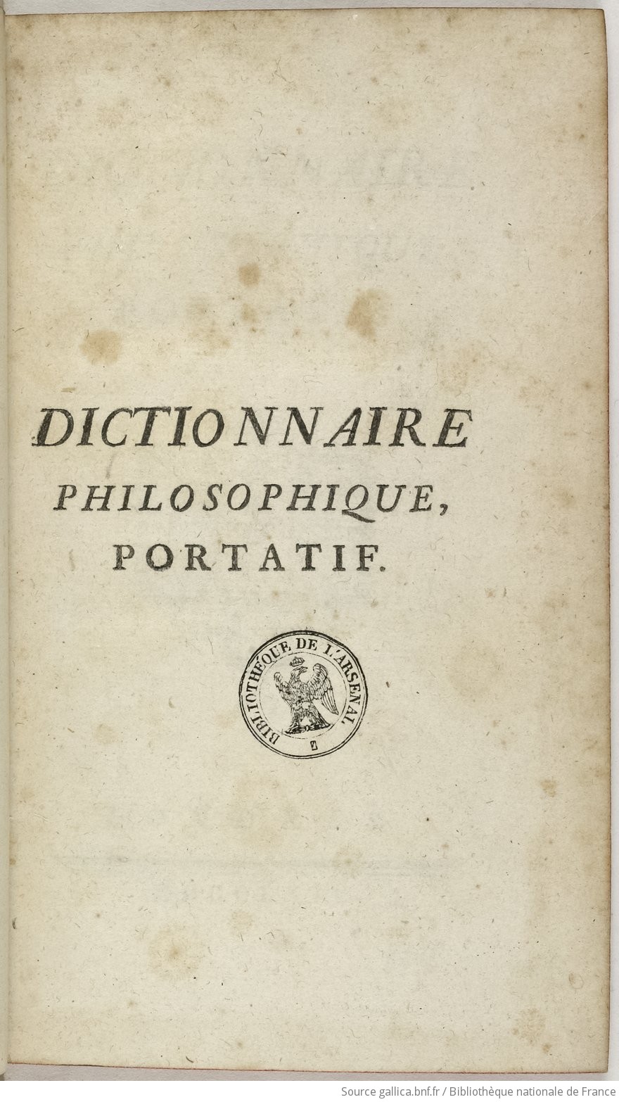 DICTIONNAIRE PHILOSOPHIQUE PORTATIF VOLTAIRE PDF