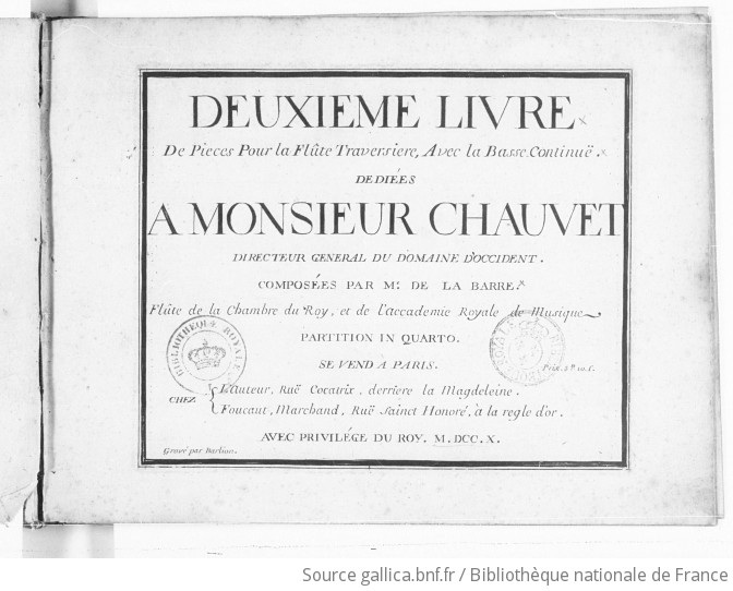 Deuxieme livre de pieces pour la flûte traversiere, avec la basse