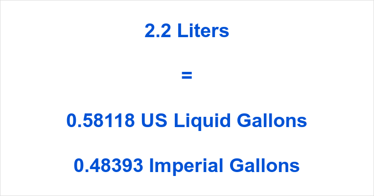 2.2 Liters to Gallons How many Gallons in 2.2 Liters?