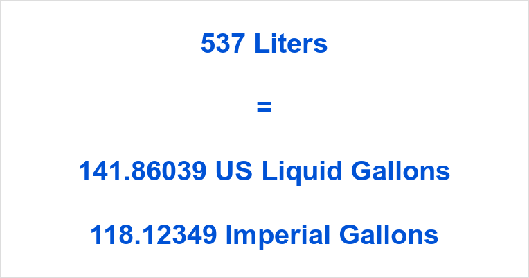 537 Liters to Gallons How many Gallons in 537 Liters?