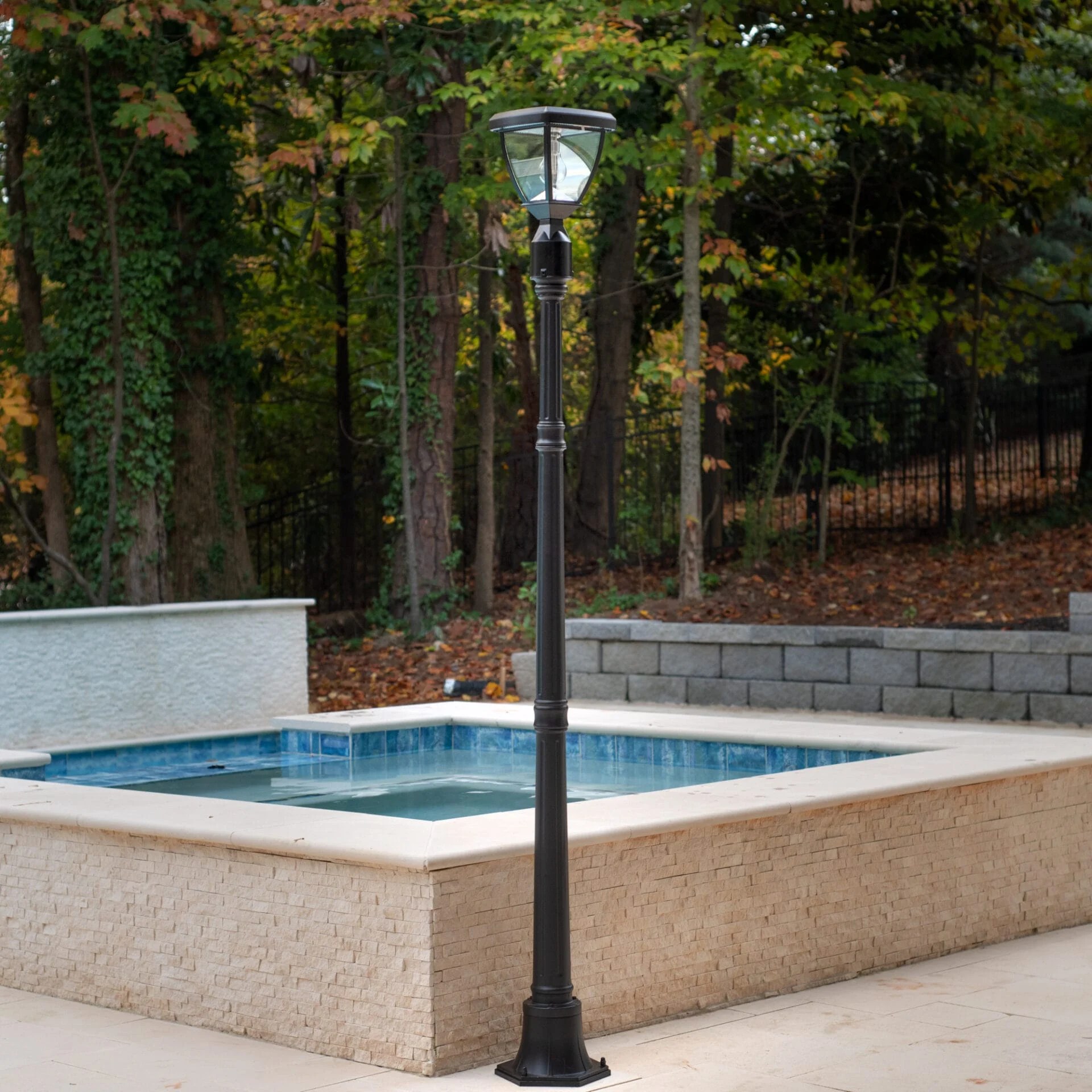 Inversee Black Outdoor Solar LED Lamp Post Light Set Gamasonic USA