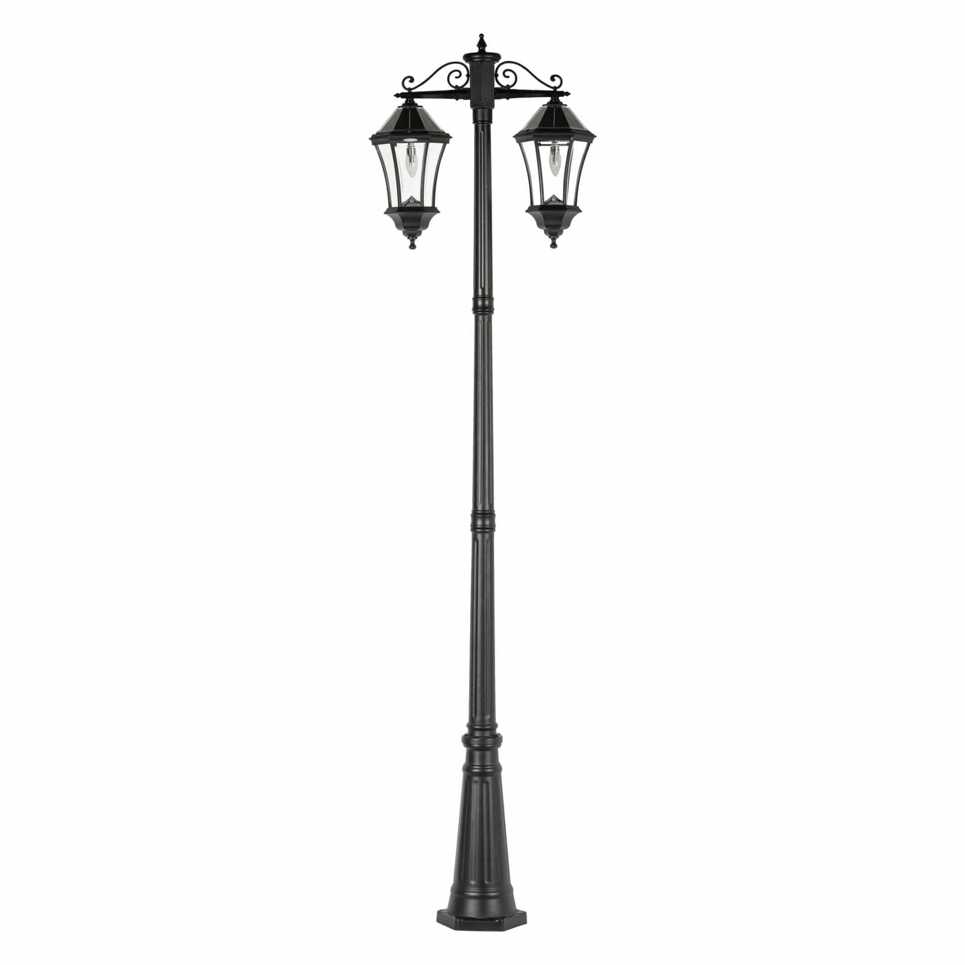 Victorian Morph Solar Lamp Post with Double Downward Lights Gamasonic USA