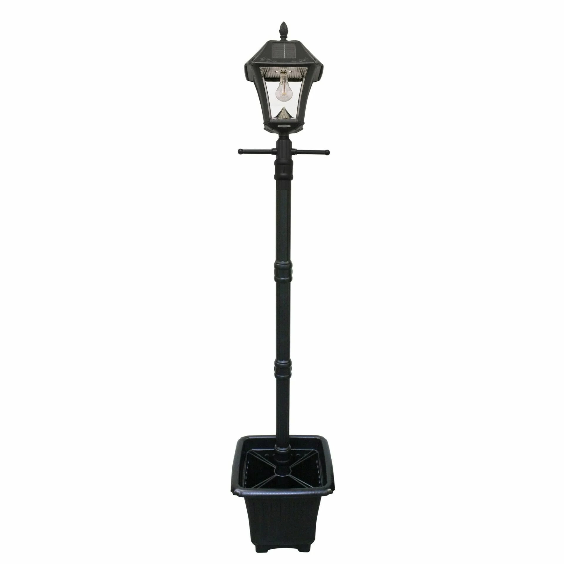 Baytown II Bulb Black Outdoor Post Light and Lamp Post with inground EZAnchor Base and Planter