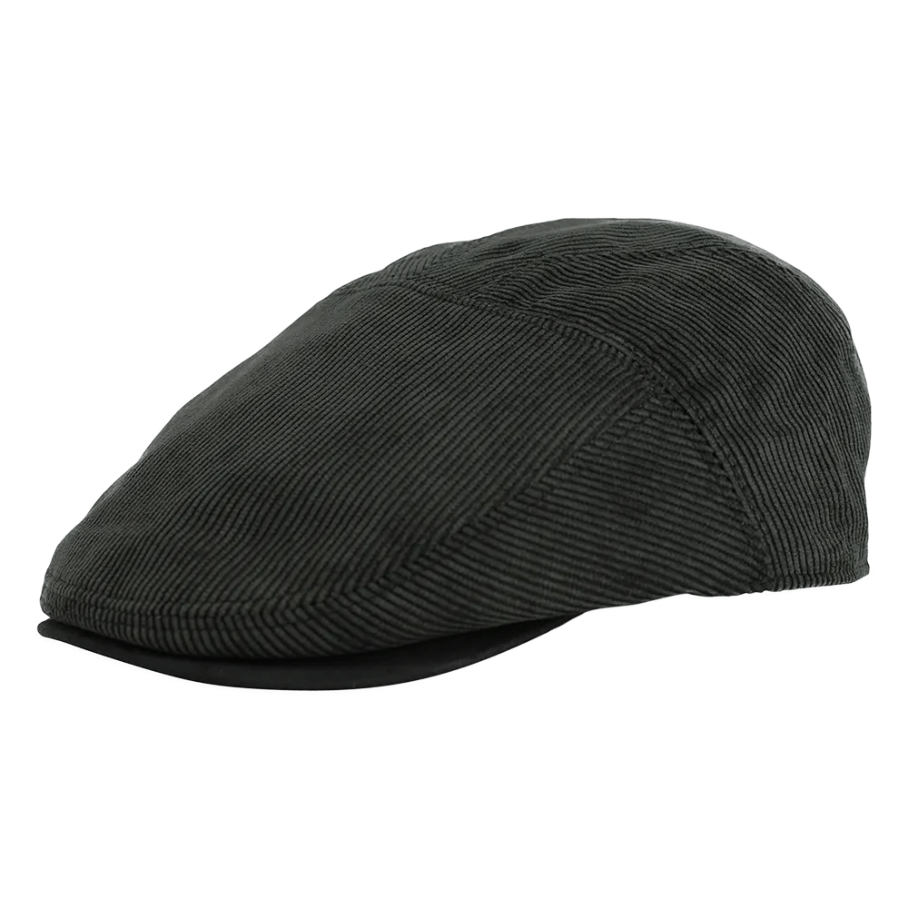 'Goodwood' Cord Flat Cap Dark Charcoal Grey — Gamble and Gunn