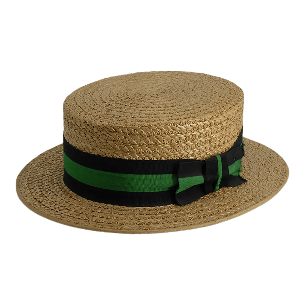 Vintage Circa 1950's York Hats Co Straw Boater with Blue/Green Trim