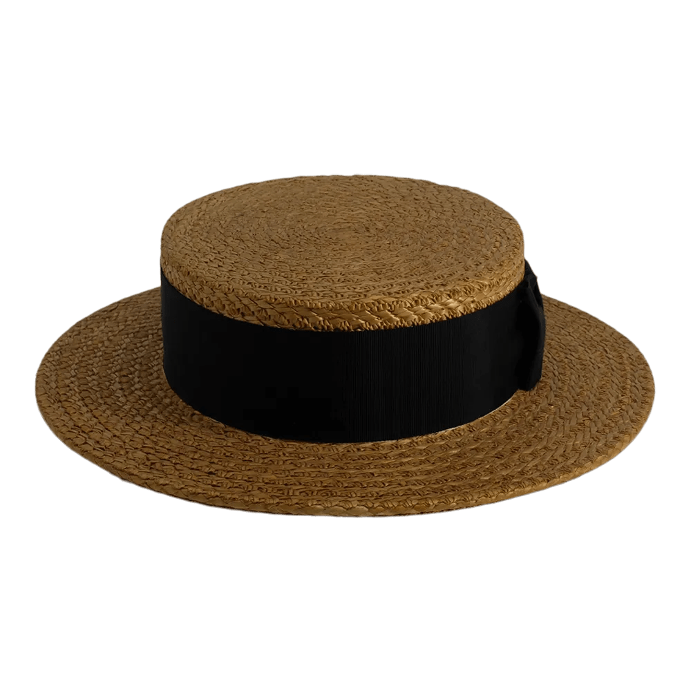 Vintage Circa 1950's Ridgmont Straw Boater (Narrow Harrow) with Black