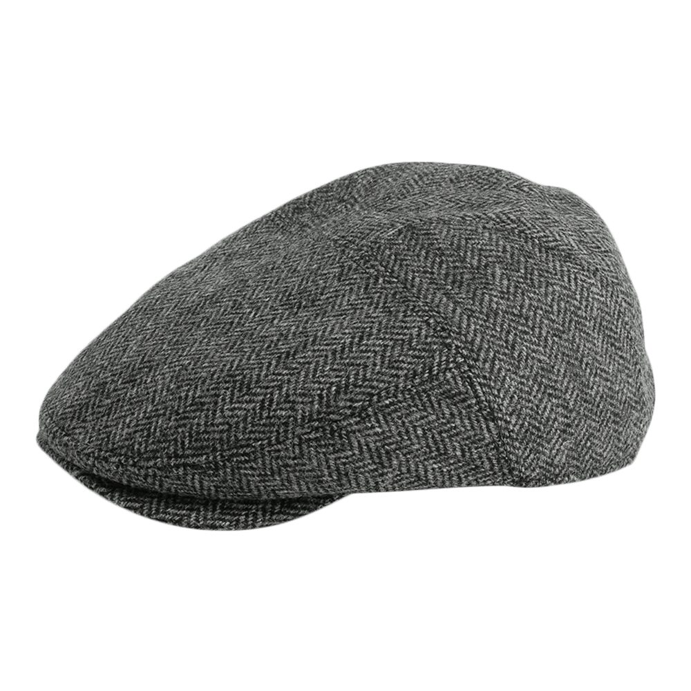 Gamble & Gunn 'Goodwood' Moon Tweed Grey Herringbone Flat Cap — Gamble