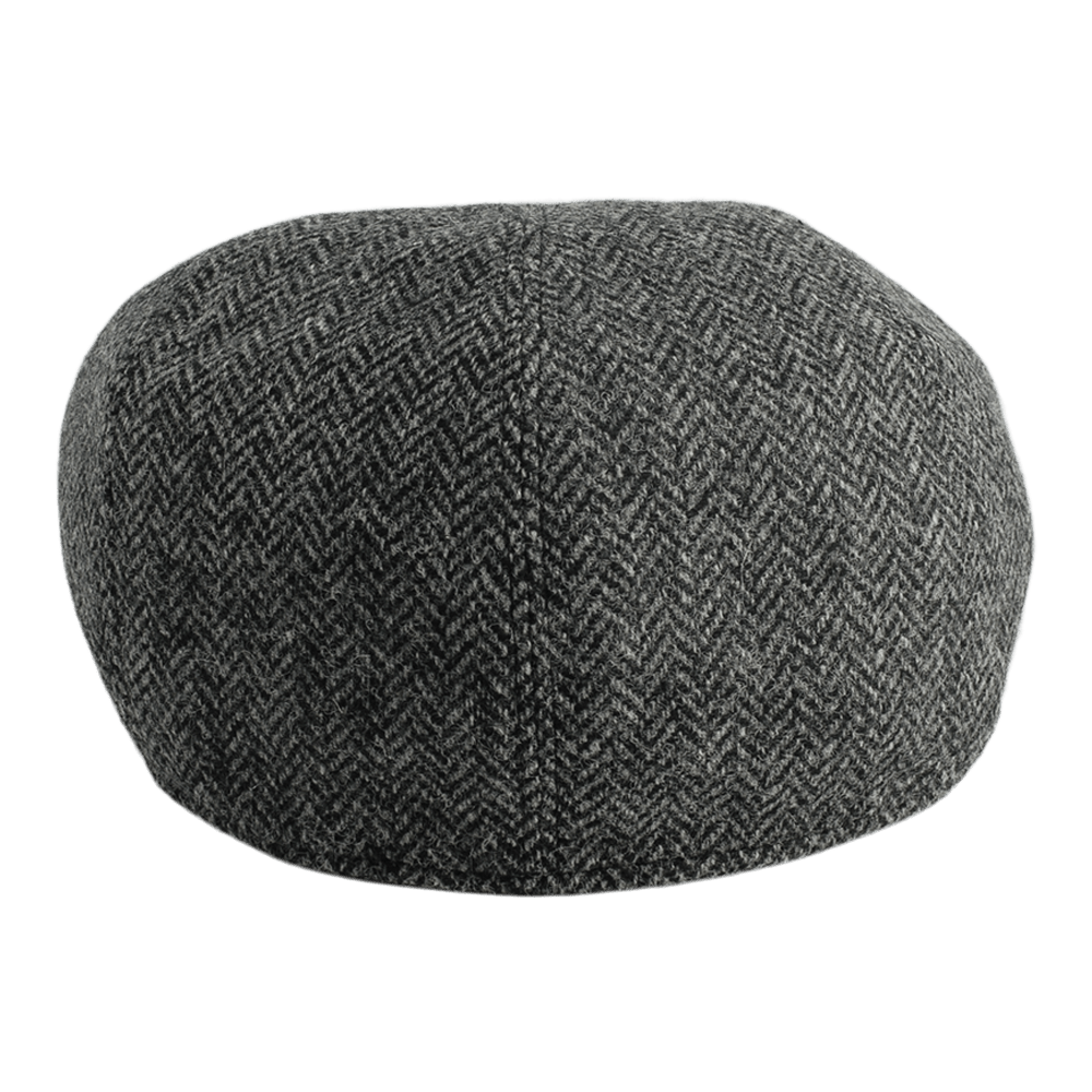 Gamble & Gunn 'Goodwood' Moon Tweed Grey Herringbone Flat Cap — Gamble