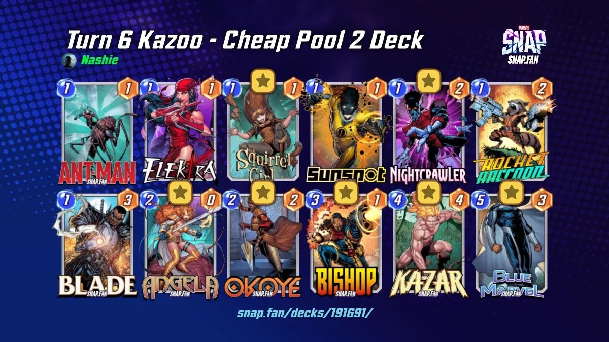 Turn 6 Kazoo Cheap Pool 2 Deck by Nashie Marvel Snap Decks snap.fan