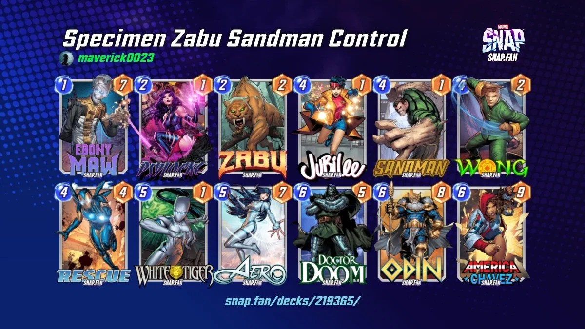 Specimen Zabu Sandman Control by maverick0023 Marvel Snap Decks