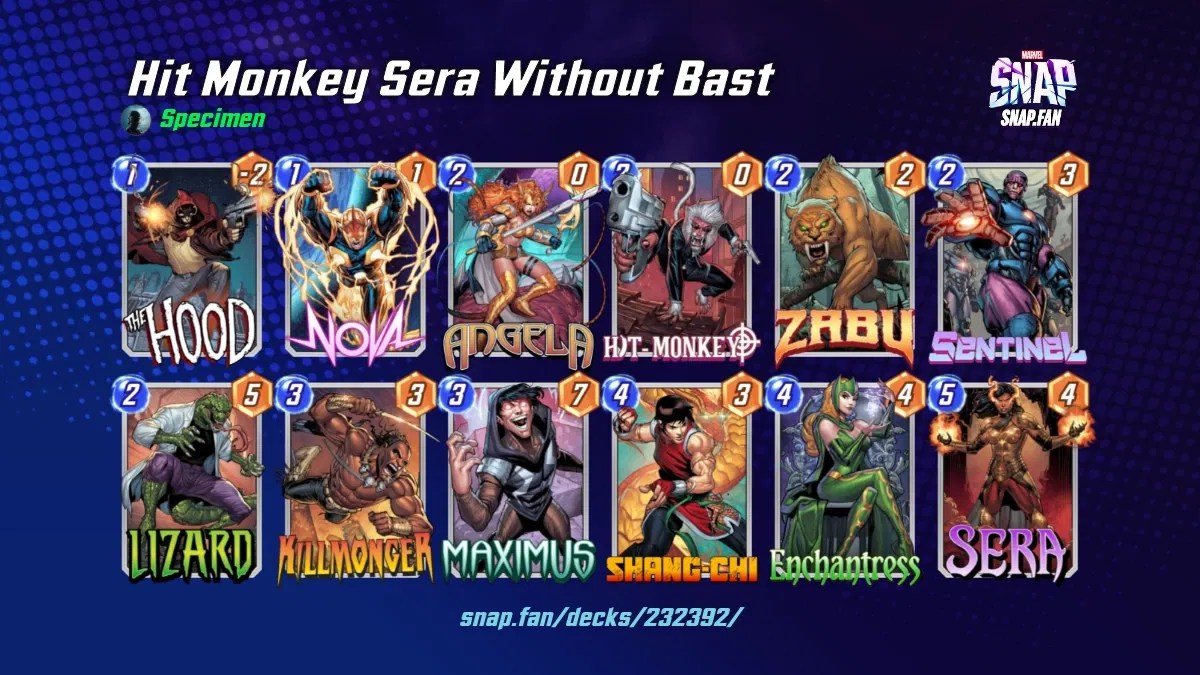 Hit Monkey Sera Without Bast by Specimen Marvel Snap Decks snap.fan