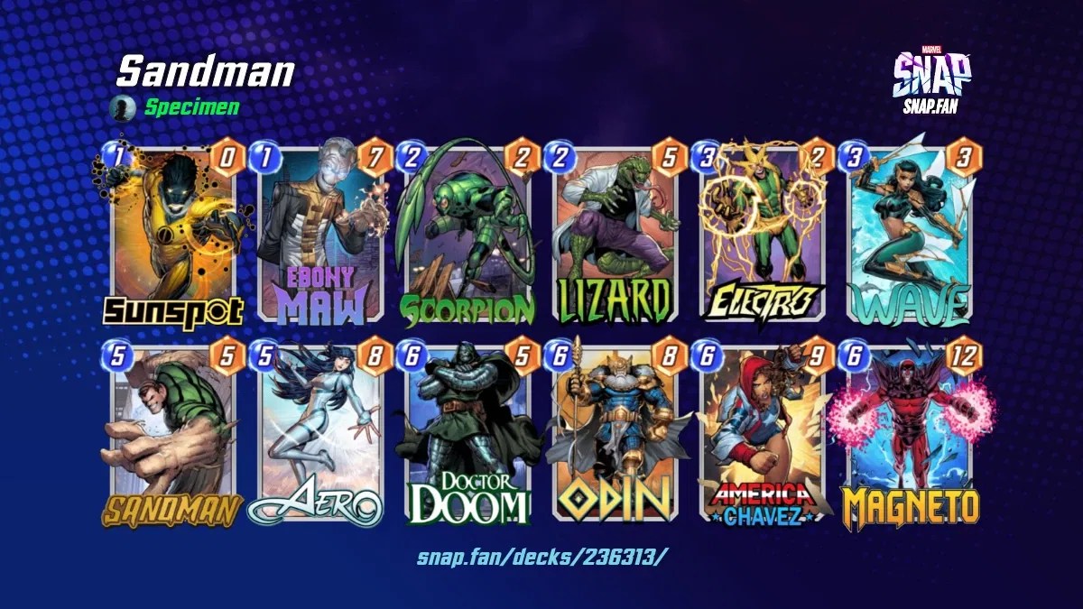 Sandman by Specimen Marvel Snap Decks snap.fan