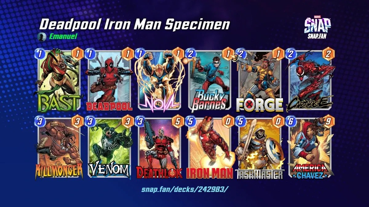 ! Deadpool Iron Man Specimen by Emanuel Marvel Snap Decks snap.fan