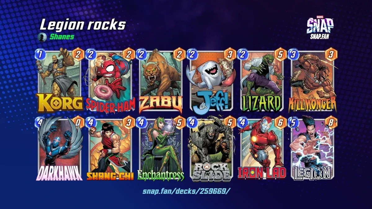 Legion rocks by Shanes Marvel Snap Decks snap.fan
