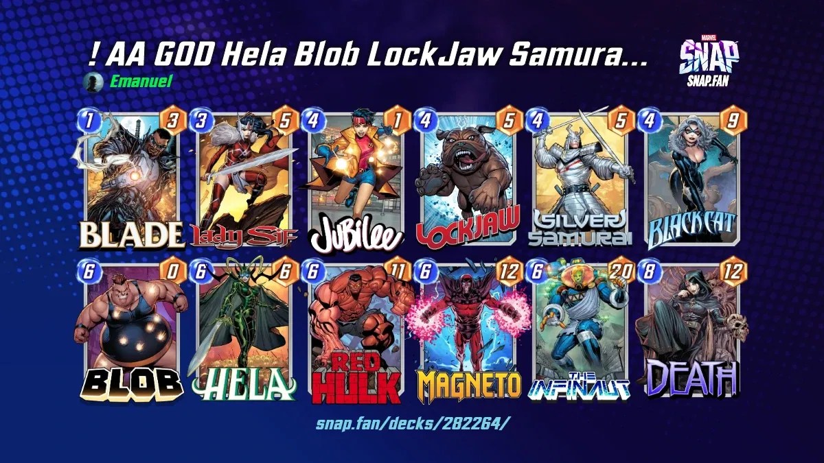 Hela LockJaw Samurai by Emanuel Marvel Snap Decks snap.fan