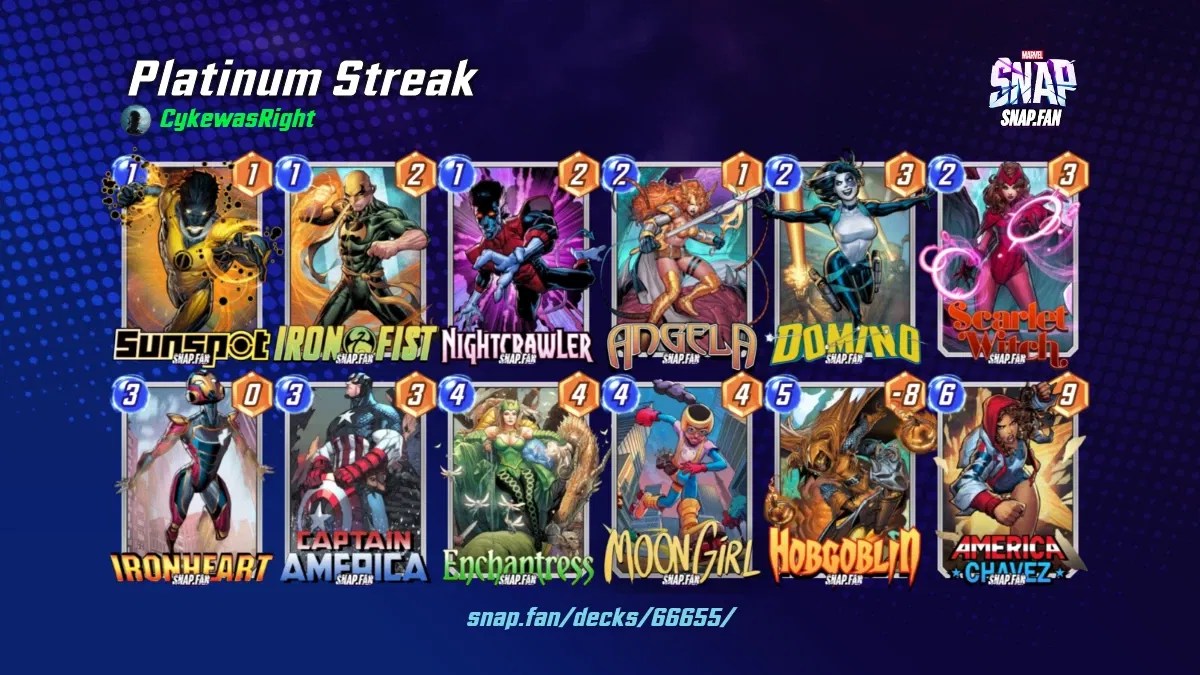 Platinum Streak by CykewasRight Marvel Snap Decks snap.fan