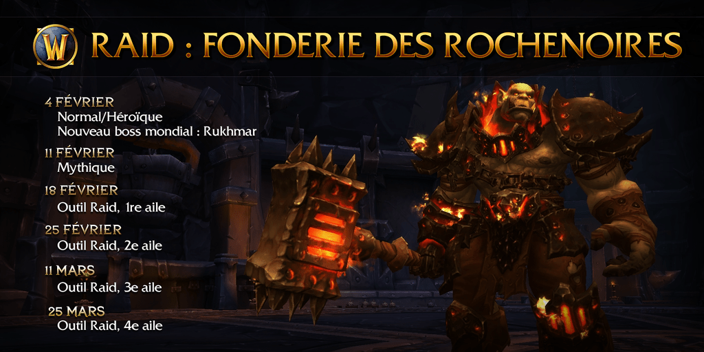 WoW Calendrier de raid de la fonderie des Rochenoires