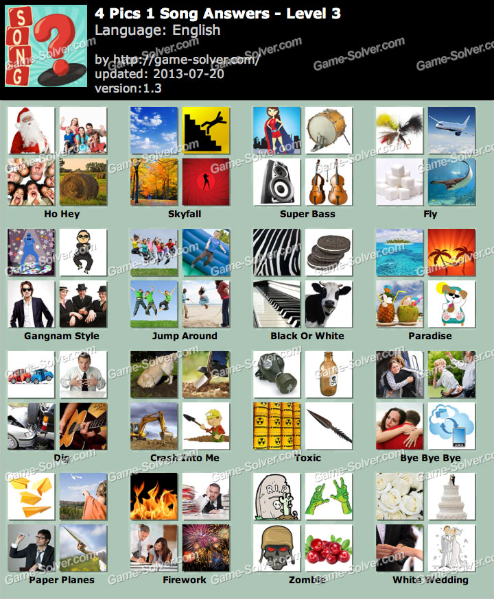 4 Pics 1 Song Level 3 Game Solver