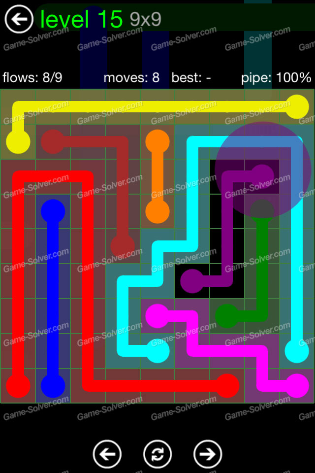 Flow Green Pack 9x9 Level 15 Game Solver