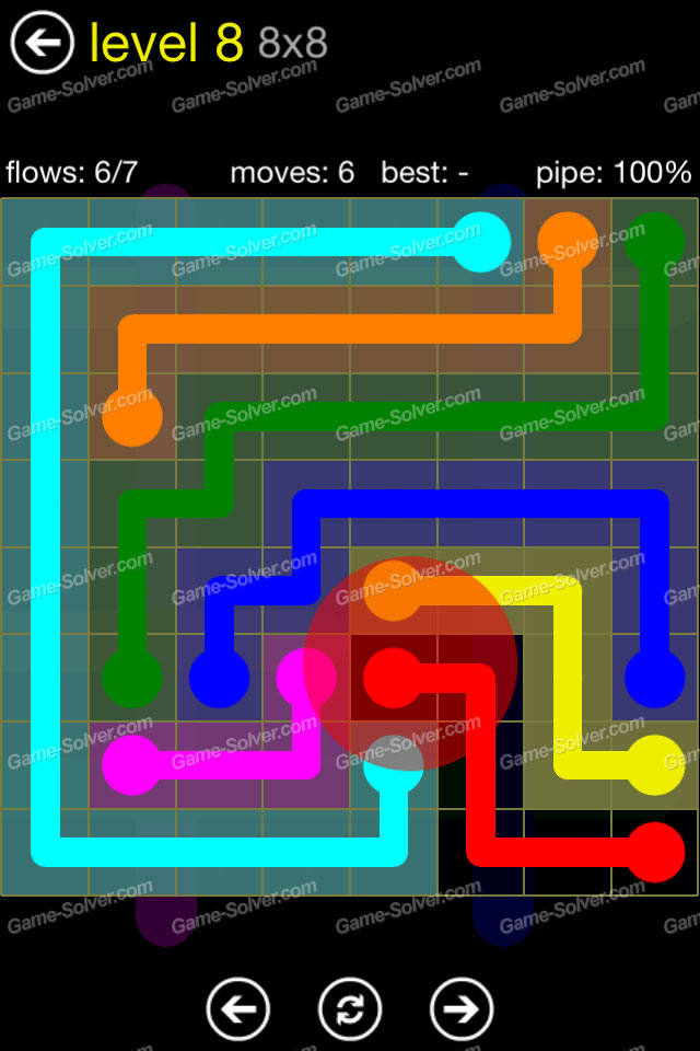 Flow Regular Pack 8x8 Level 8 • Game Solver