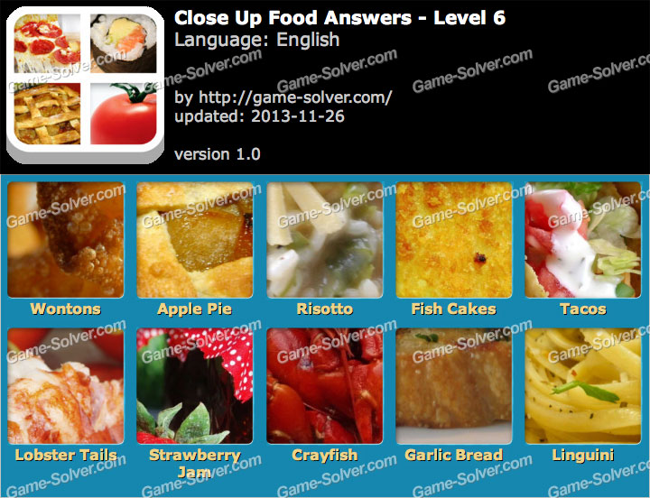 Close Up Food Level 6 Game Solver