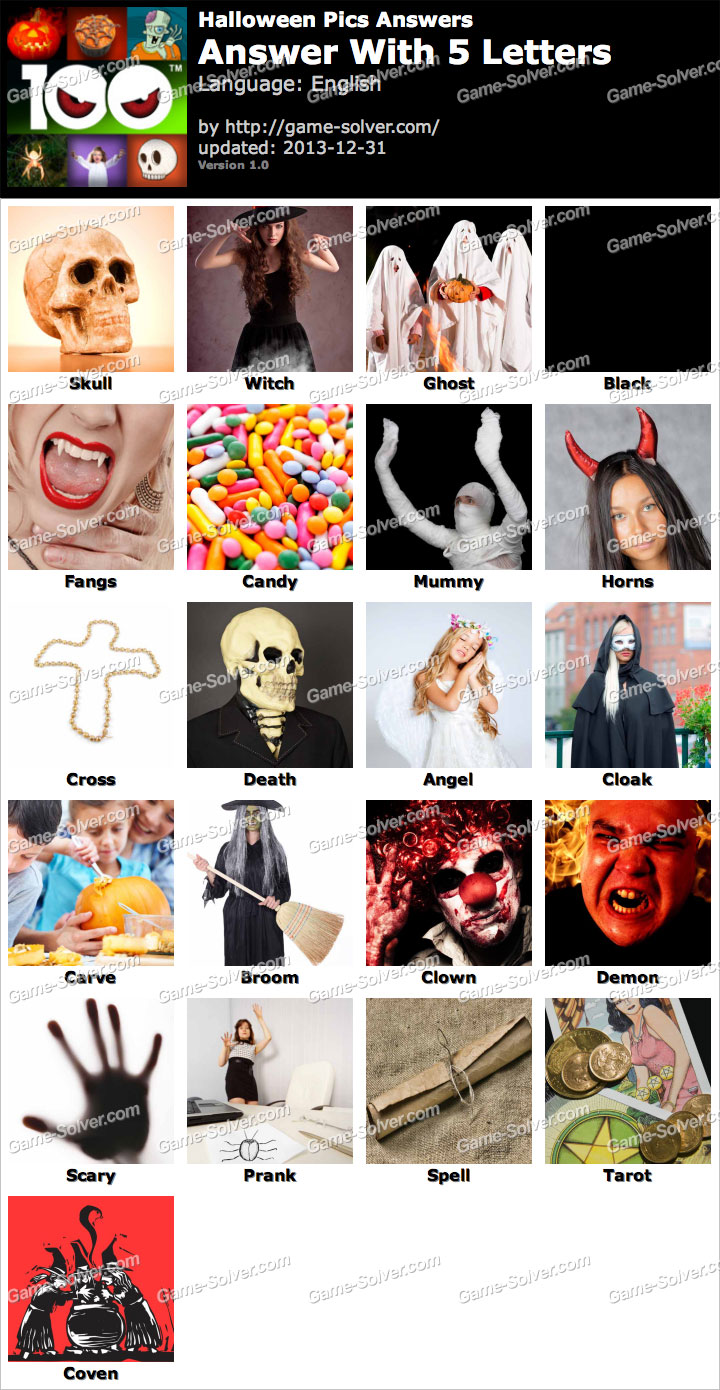 Halloween Pics 5 Letters Game Solver