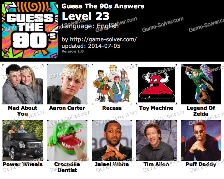 Guess The 90s Level 23 Game Solver