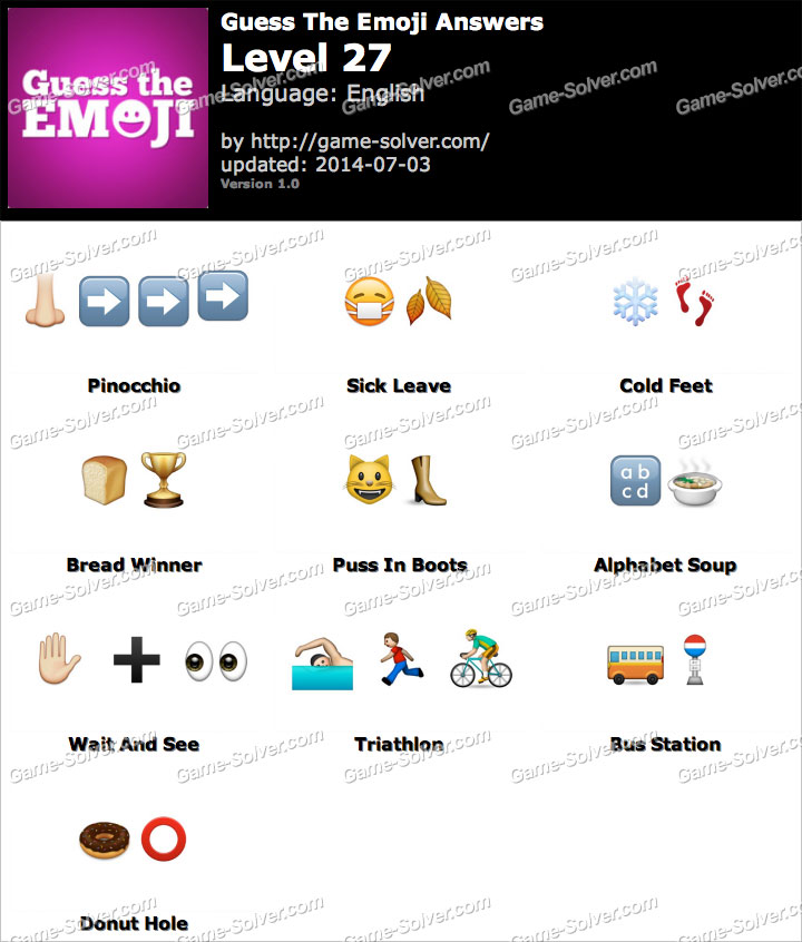 Guess the Emoji Level 27 • Game Solver