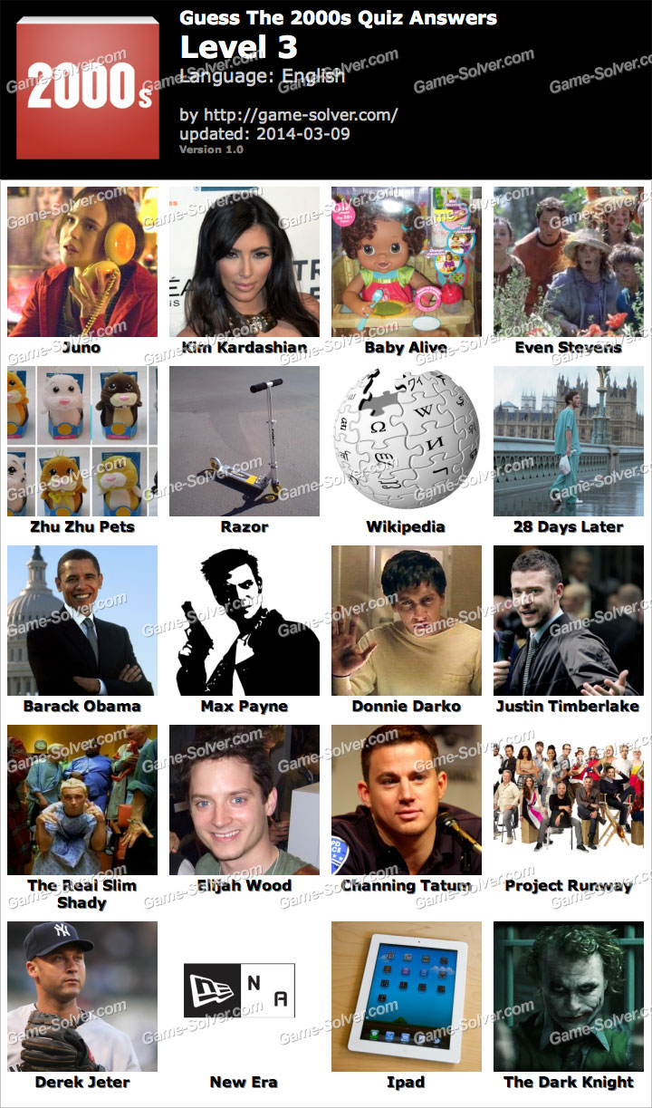 Guess The 2000s Quiz Level 3 Game Solver