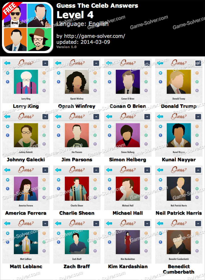 Guess The Celeb Level 4 • Game Solver