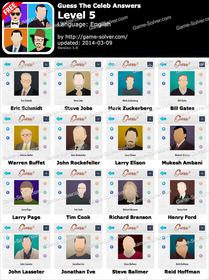 Guess The Celeb Level 5 • Game Solver