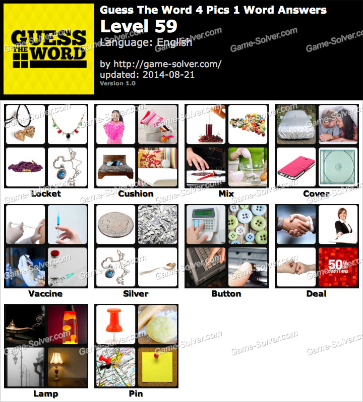 Guess The Word 4 Pics 1 Word Level 59 • Game Solver