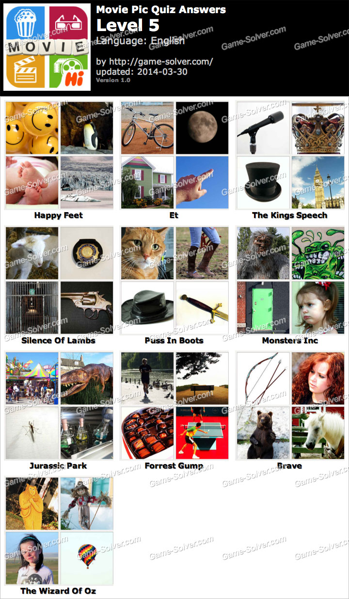 Movie Pic Quiz Level 5 Game Solver