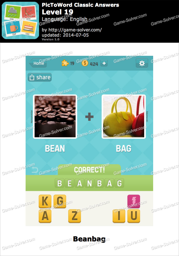 PicToWord Classic Level 19 Game Solver